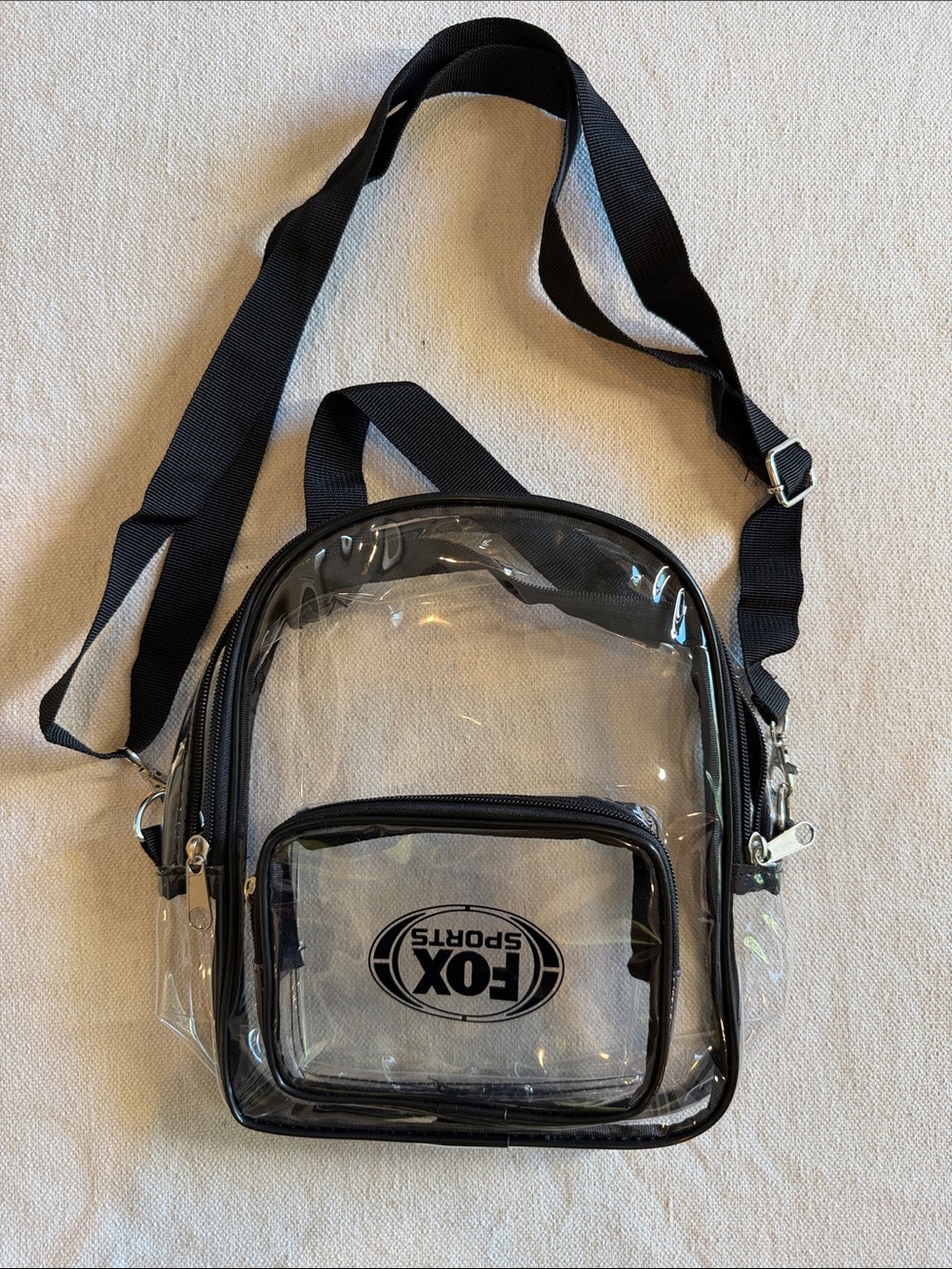 FOX Sports Clear Black Crossbody Stadium Bag NWOT Upside-down Logo